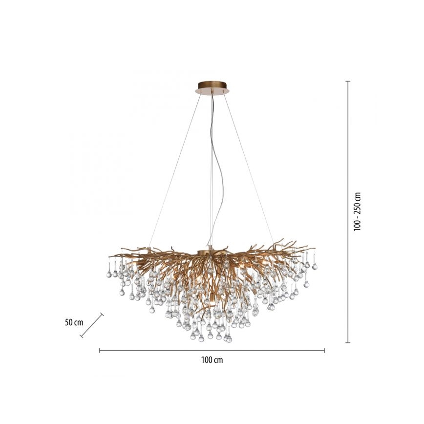 Paul Neuhaus 2192-11 - Lámpara colgante ICICLE 10xG9/40W/230V 50x100 cm latón