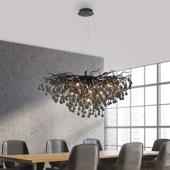 Paul Neuhaus 2192-18 - Lámpara colgante con cable ICICLE 10xG9/40W/230V 50x100 cm negra