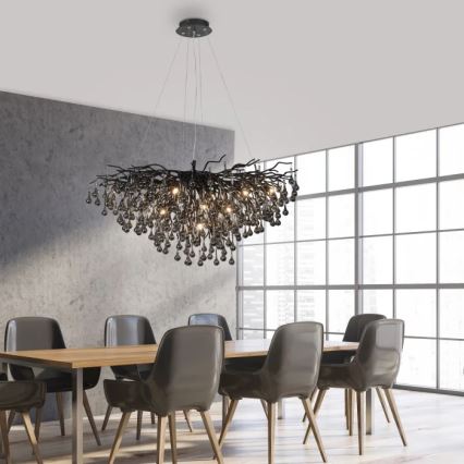 Paul Neuhaus 2192-18 - Lámpara colgante con cable ICICLE 10xG9/40W/230V 50x100 cm negra