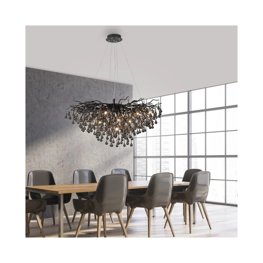 Paul Neuhaus 2192-18 - Lámpara colgante con cable ICICLE 10xG9/40W/230V 50x100 cm negra