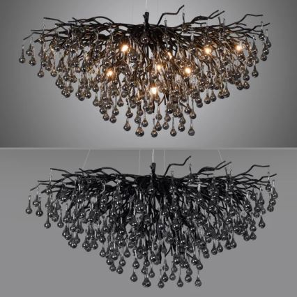 Paul Neuhaus 2192-18 - Lámpara colgante con cable ICICLE 10xG9/40W/230V 50x100 cm negra