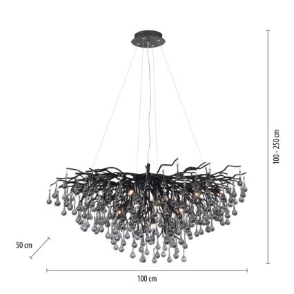 Paul Neuhaus 2192-18 - Lámpara colgante con cable ICICLE 10xG9/40W/230V 50x100 cm negra