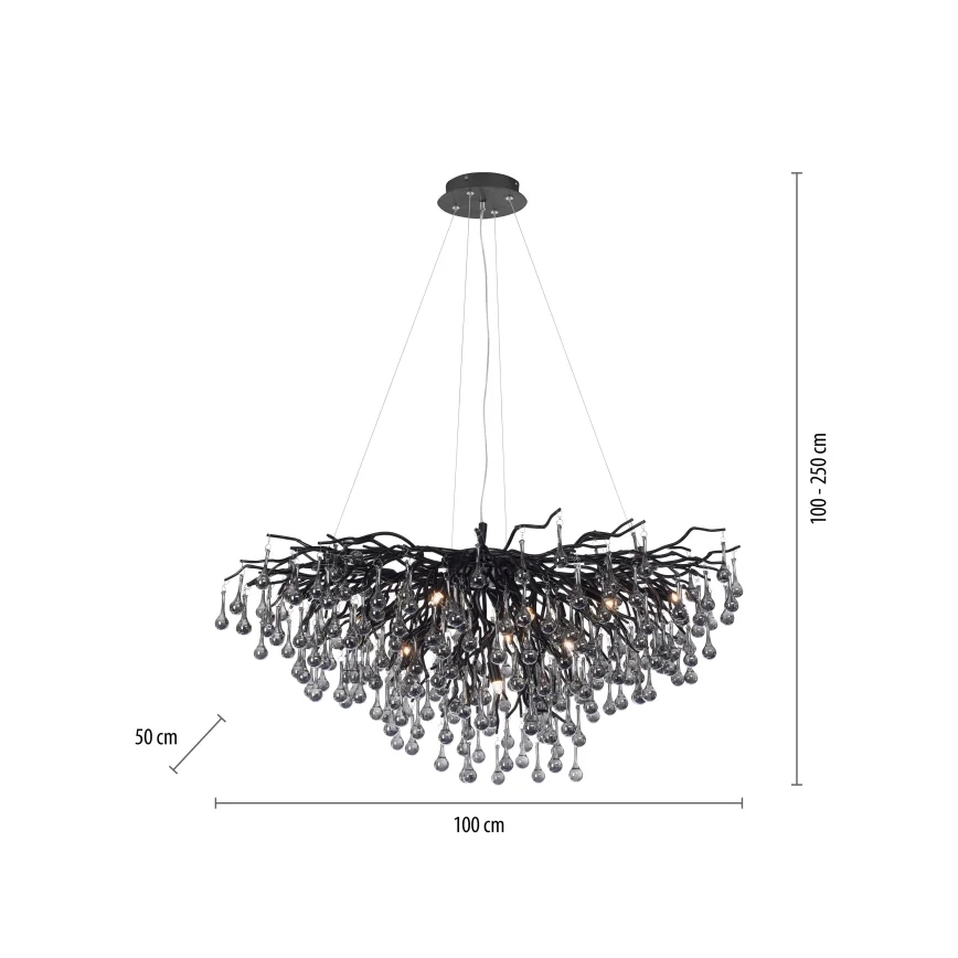 Paul Neuhaus 2192-18 - Lámpara colgante con cable ICICLE 10xG9/40W/230V 50x100 cm negra