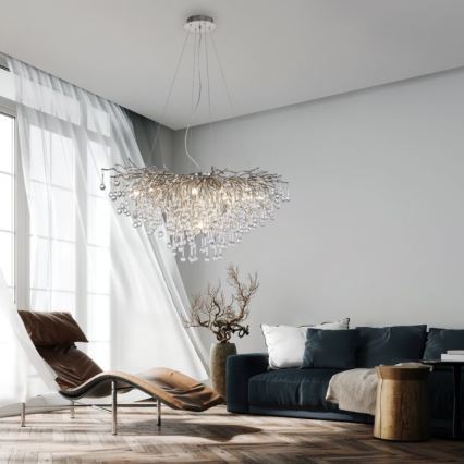 Paul Neuhaus 2192-55 - Lámpara colgante con cable ICICLE 10xG9/40W/230V 50x100 cm cromo brillante