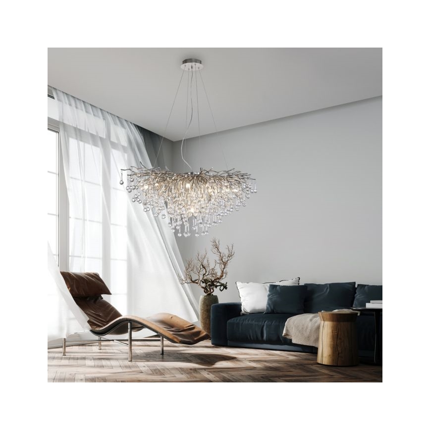 Paul Neuhaus 2192-55 - Lámpara colgante con cable ICICLE 10xG9/40W/230V 50x100 cm cromo brillante