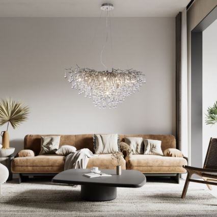 Paul Neuhaus 2192-55 - Lámpara colgante con cable ICICLE 10xG9/40W/230V 50x100 cm cromo brillante