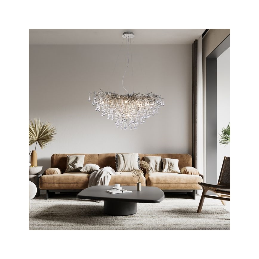 Paul Neuhaus 2192-55 - Lámpara colgante con cable ICICLE 10xG9/40W/230V 50x100 cm cromo brillante
