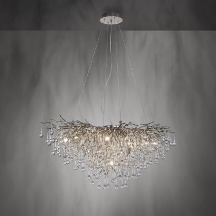 Paul Neuhaus 2192-55 - Lámpara colgante con cable ICICLE 10xG9/40W/230V 50x100 cm cromo brillante