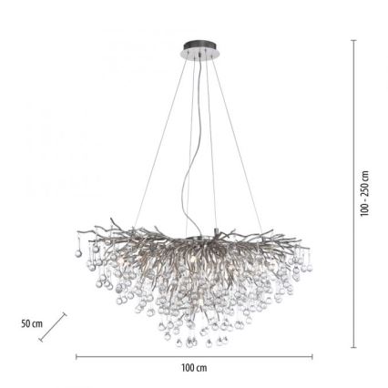 Paul Neuhaus 2192-55 - Lámpara colgante con cable ICICLE 10xG9/40W/230V 50x100 cm cromo brillante