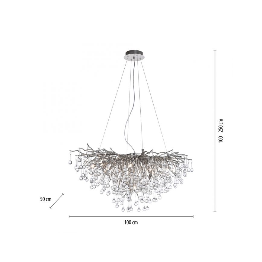 Paul Neuhaus 2192-55 - Lámpara colgante con cable ICICLE 10xG9/40W/230V 50x100 cm cromo brillante