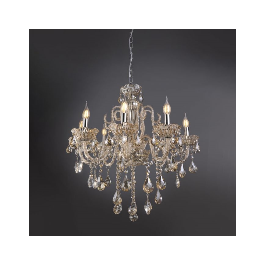 Paul Neuhaus 3081-97 - Lámpara colgante de cristal con cadena GRACIA 8xE14/40W/230V dorado