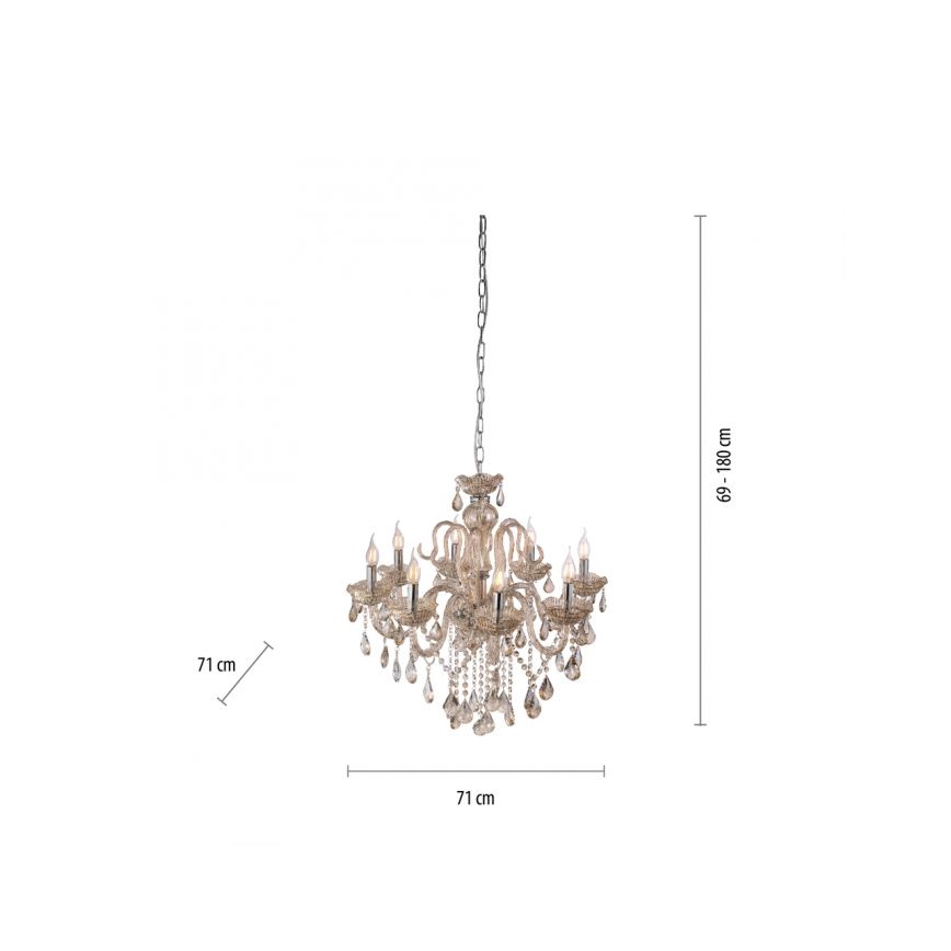Paul Neuhaus 3081-97 - Lámpara colgante de cristal con cadena GRACIA 8xE14/40W/230V dorado