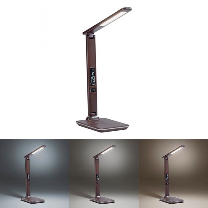Paul Neuhaus 4595-23 - Lámpara de mesa táctil LED regulable con carga inalámbrica ADRIANO LED/5W/230V marrón