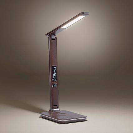 Paul Neuhaus 4595-23 - Lámpara de mesa táctil LED regulable con cargador inalámbrico ADRIANO LED/5W/230V marrón