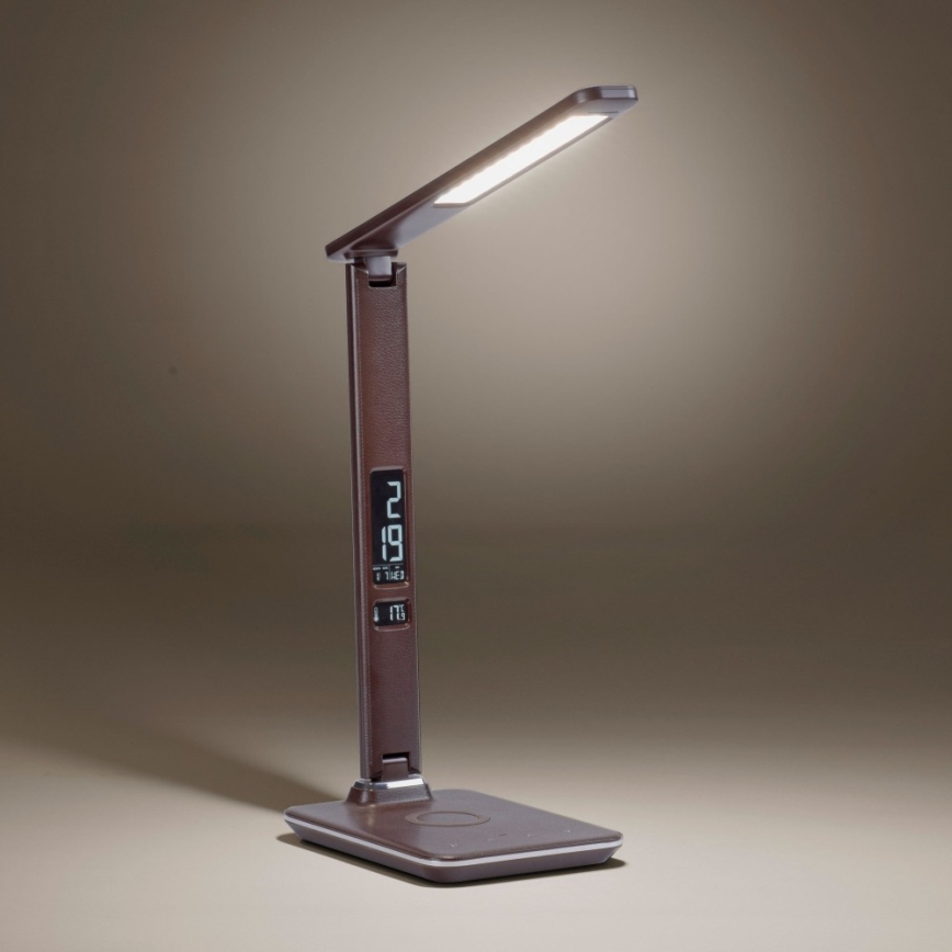 Paul Neuhaus 4595-23 - Lámpara de mesa táctil LED regulable con cargador inalámbrico ADRIANO LED/5W/230V marrón