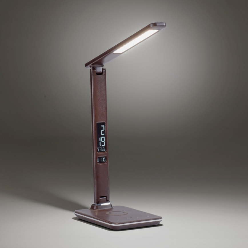 Paul Neuhaus 4595-23 - Lámpara de mesa táctil LED regulable con cargador inalámbrico ADRIANO LED/5W/230V marrón