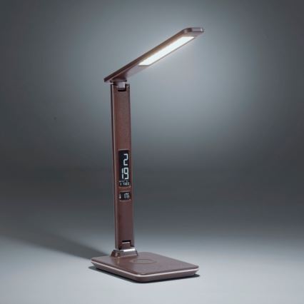 Paul Neuhaus 4595-23 - Lámpara de mesa táctil LED regulable con cargador inalámbrico ADRIANO LED/5W/230V marrón