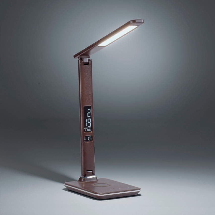 Paul Neuhaus 4595-23 - Lámpara de mesa táctil LED regulable con cargador inalámbrico ADRIANO LED/5W/230V marrón