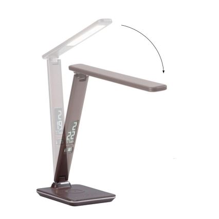 Paul Neuhaus 4595-23 - Lámpara de mesa táctil LED regulable con cargador inalámbrico ADRIANO LED/5W/230V marrón