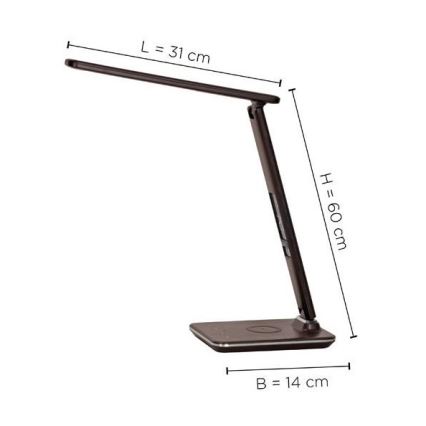 Paul Neuhaus 4595-23 - Lámpara de mesa táctil LED regulable con cargador inalámbrico ADRIANO LED/5W/230V marrón