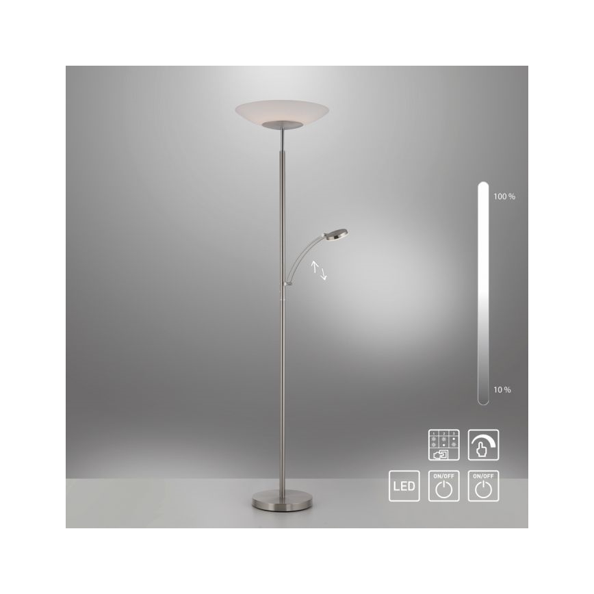 Paul Neuhaus 655-55 - Lámpara de pie LED regulable ALFRED 1xLED/28W+1xLED/4W/230V cromo brillante