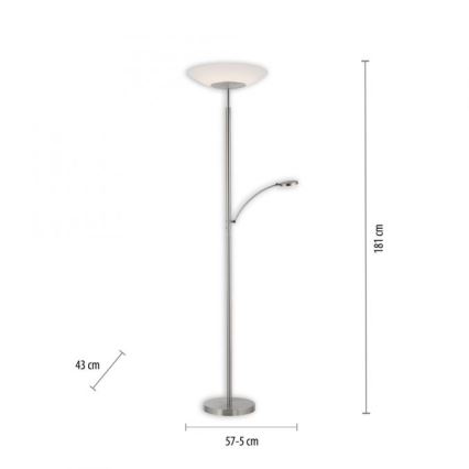 Paul Neuhaus 655-55 - Lámpara de pie LED regulable ALFRED 1xLED/28W+1xLED/4W/230V cromo brillante