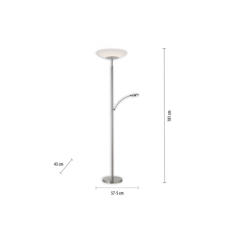 Paul Neuhaus 655-55 - Lámpara de pie LED regulable ALFRED 1xLED/28W+1xLED/4W/230V cromo brillante
