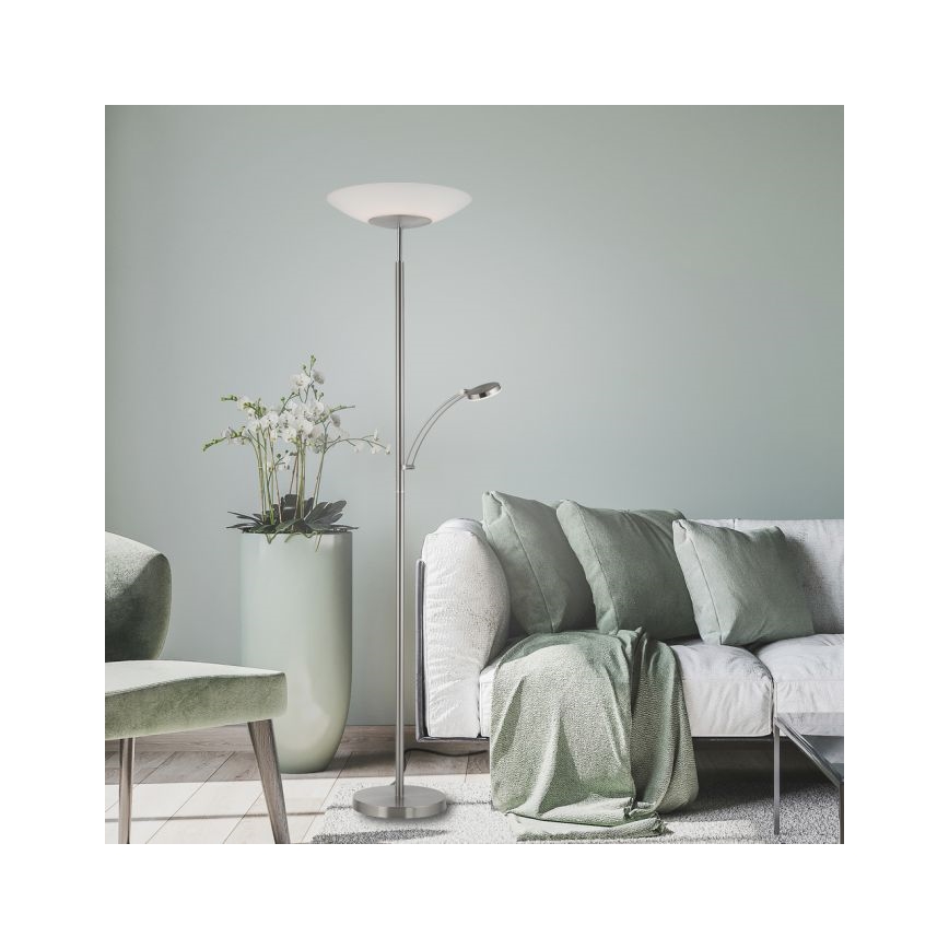 Paul Neuhaus 655-55 - Lámpara de pie LED regulable ALFRED LED/28W+LED/4W/230V cromo brillante