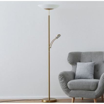 Paul Neuhaus 655-60 - Lámpara de pie LED regulable ALFRED LED/28W/230V+LED/4W/230V latón