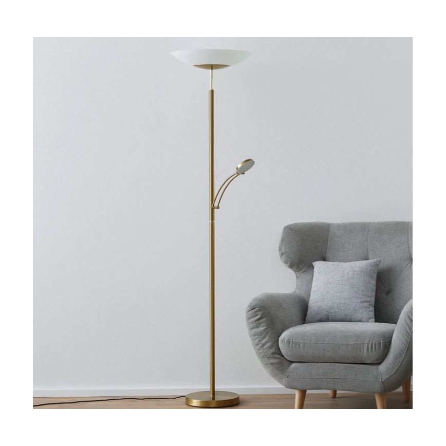 Paul Neuhaus 655-60 - Lámpara de pie LED regulable ALFRED LED/28W/230V+LED/4W/230V latón