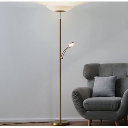 Paul Neuhaus 655-60 - Lámpara de pie LED regulable ALFRED LED/28W/230V+LED/4W/230V latón