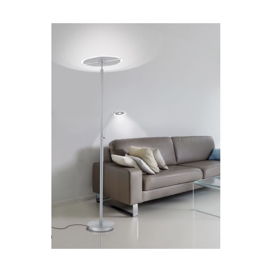 Paul Neuhaus 673-55 - Lámpara de pie LED regulable ARTUR 2xLED/21W/230V+1xLED/6W cromo brillante
