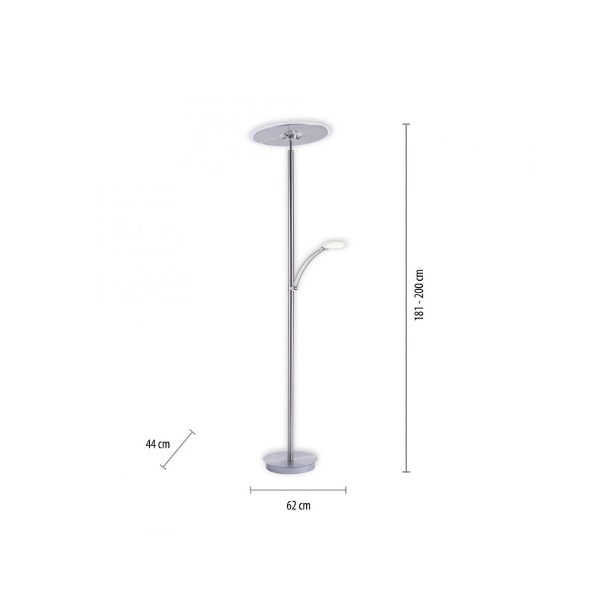Paul Neuhaus 673-55 - Lámpara de pie LED regulable ARTUR 2xLED/21W/230V+1xLED/6W cromo brillante