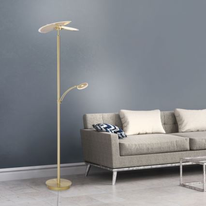 Paul Neuhaus 673-60 - Lámpara de pie LED regulable ARTUR 2xLED/21W/230V+1xLED/6W dorado