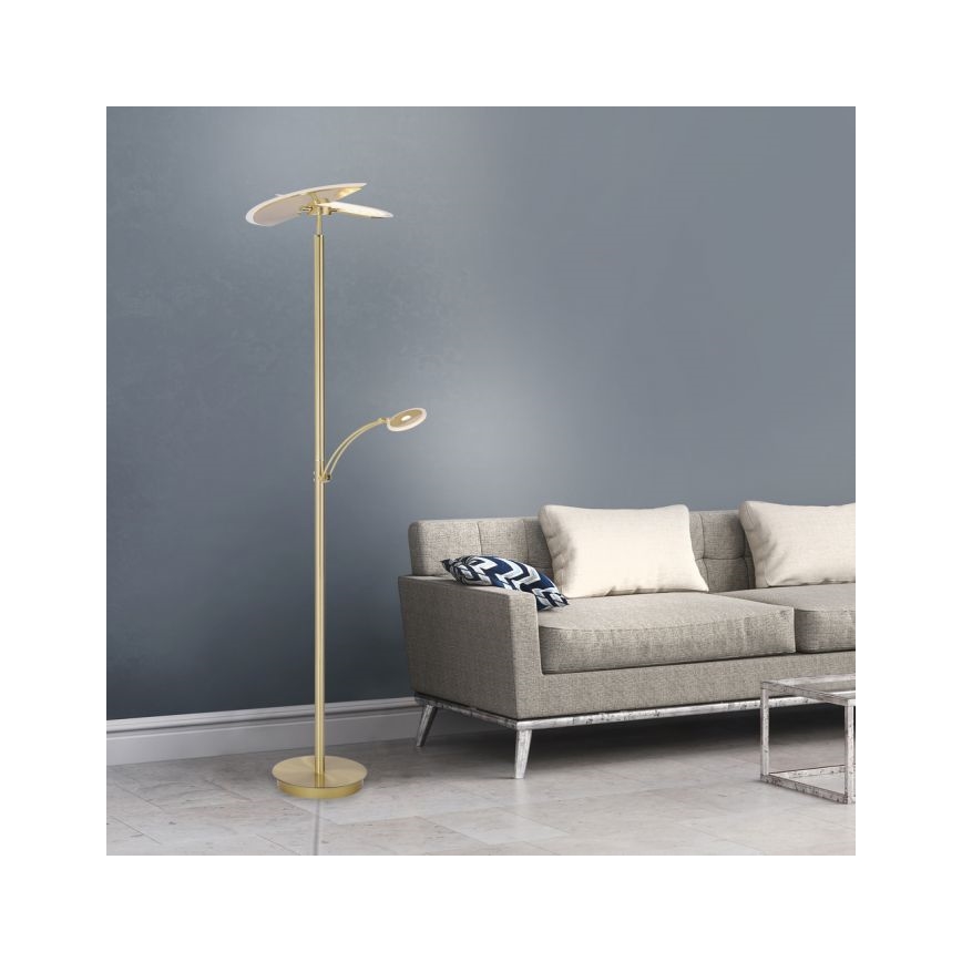 Paul Neuhaus 673-60 - Lámpara de pie LED regulable ARTUR 2xLED/21W/230V+LED/6W dorada