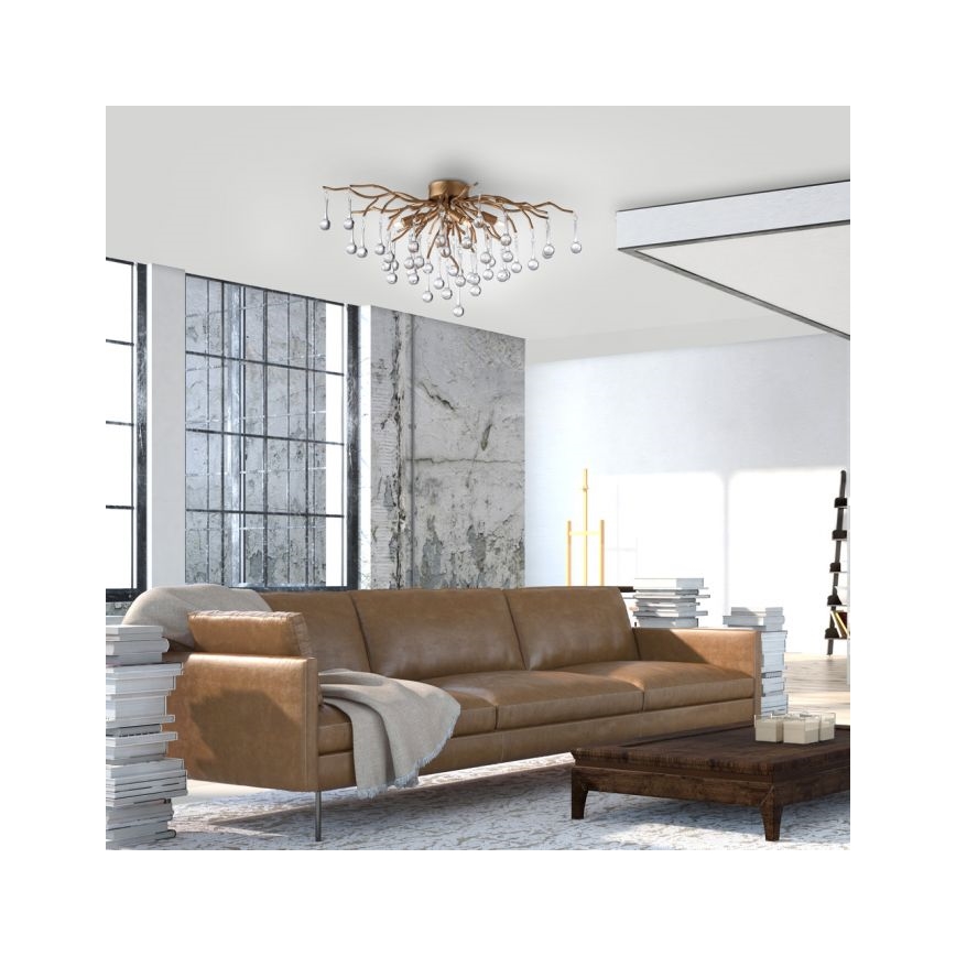 Paul Neuhaus 8090-11 - Lámpara de techo ICICLE 4xG9/40W/230V 30x60 cm latón