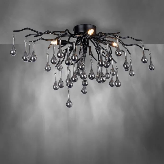 Paul Neuhaus 8090-18 - Lámpara de techo de montaje superficial ICICLE 4xG9/40W/230V 30x60 cm negra