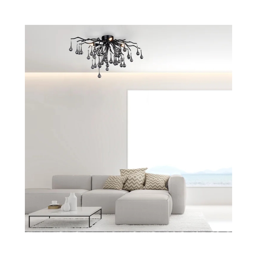 Paul Neuhaus 8090-18 - Lámpara de techo de montaje superficial ICICLE 4xG9/40W/230V 30x60 cm negra