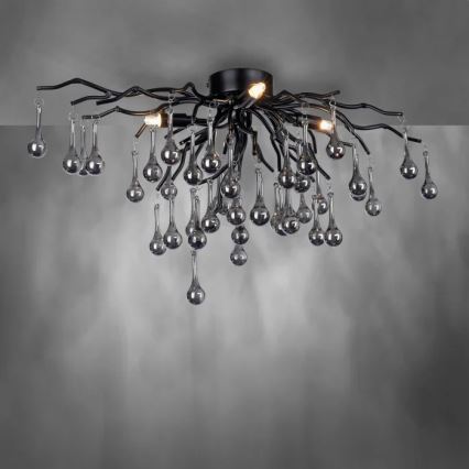 Paul Neuhaus 8090-18 - Lámpara de techo de montaje superficial ICICLE 4xG9/40W/230V 30x60 cm negra