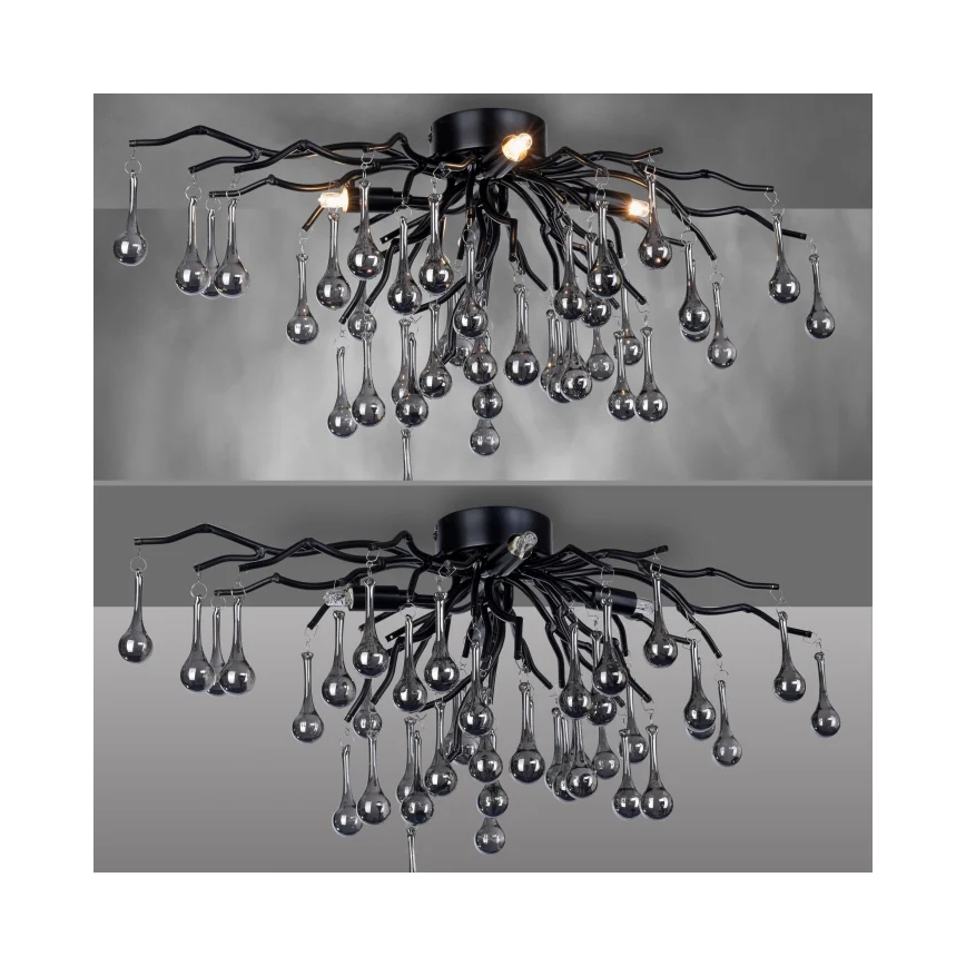 Paul Neuhaus 8090-18 - Lámpara de techo de montaje superficial ICICLE 4xG9/40W/230V 30x60 cm negra