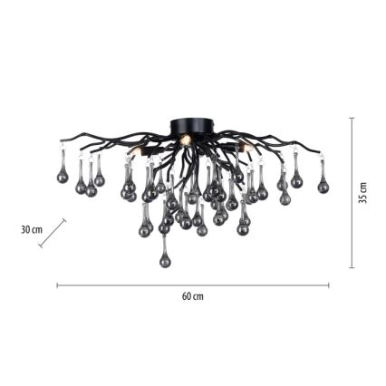 Paul Neuhaus 8090-18 - Lámpara de techo de montaje superficial ICICLE 4xG9/40W/230V 30x60 cm negra