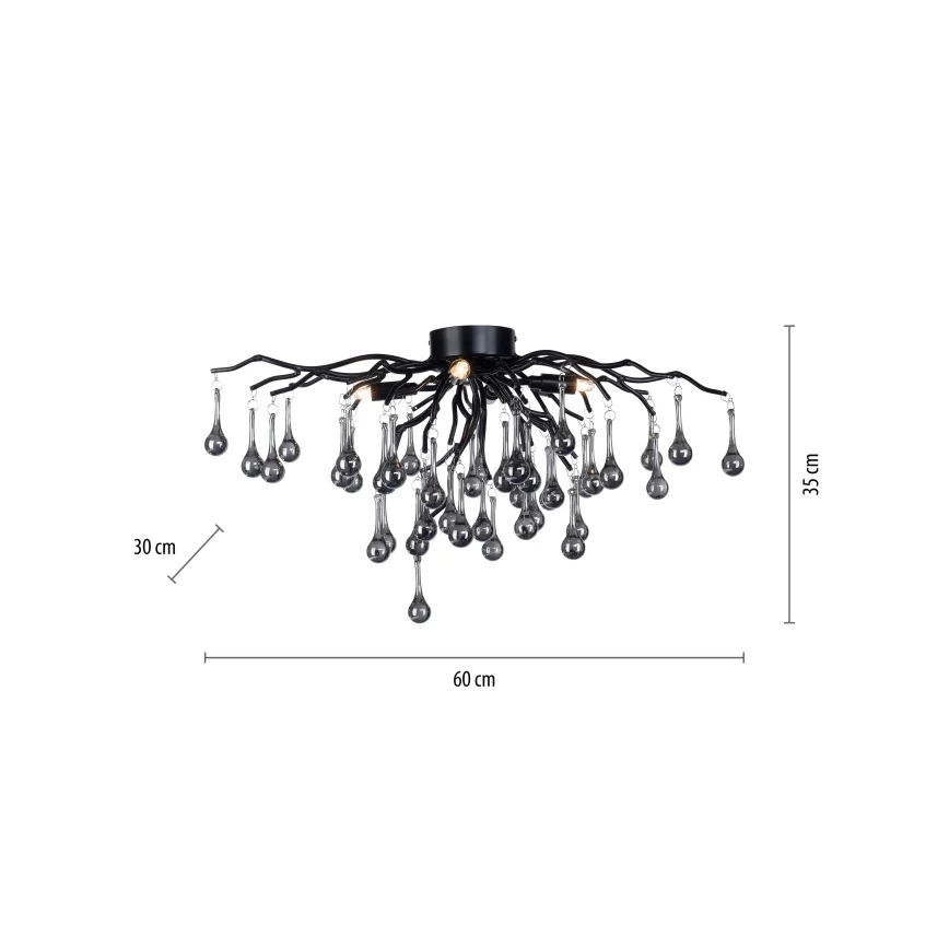 Paul Neuhaus 8090-18 - Lámpara de techo de montaje superficial ICICLE 4xG9/40W/230V 30x60 cm negra