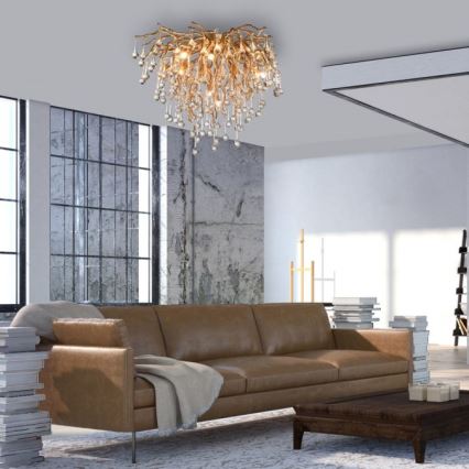 Paul Neuhaus 8091-11 - Lámpara de techo ICICLE 9xG9/40W/230V diá. 50 cm latón