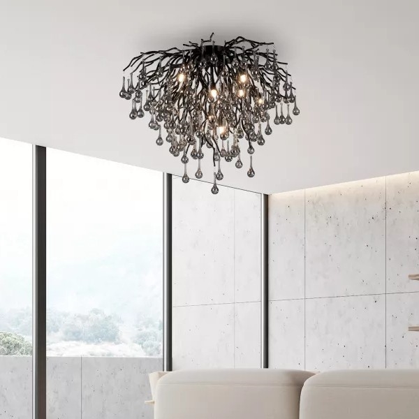 Paul Neuhaus 8091-18 - Lámpara de techo de superficie ICICLE 9xG9/40W/230V diámetro 50 cm negra