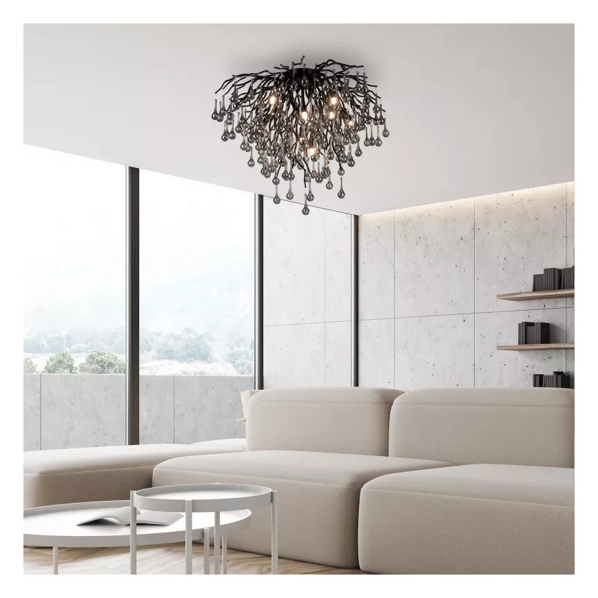 Paul Neuhaus 8091-18 - Lámpara de techo de superficie ICICLE 9xG9/40W/230V diámetro 50 cm negra