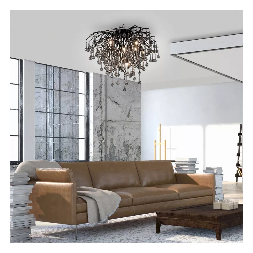 Paul Neuhaus 8091-18 - Lámpara de techo de superficie ICICLE 9xG9/40W/230V diámetro 50 cm negra