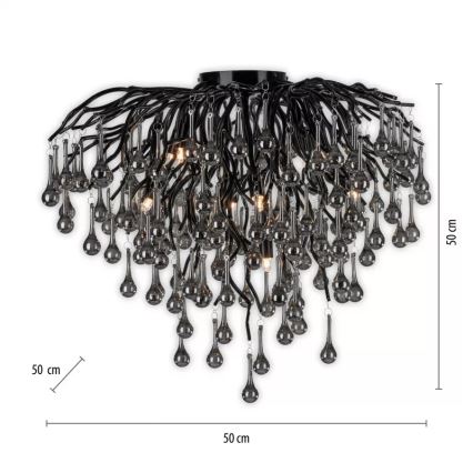 Paul Neuhaus 8091-18 - Lámpara de techo de superficie ICICLE 9xG9/40W/230V diámetro 50 cm negra