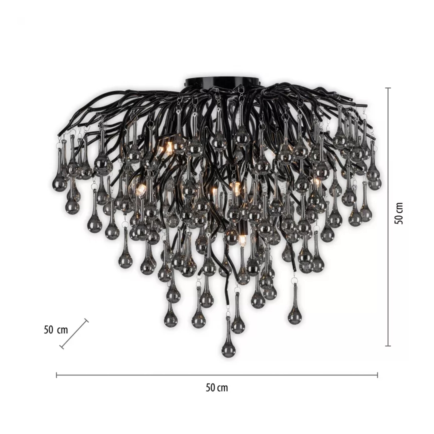 Paul Neuhaus 8091-18 - Lámpara de techo de superficie ICICLE 9xG9/40W/230V diámetro 50 cm negra