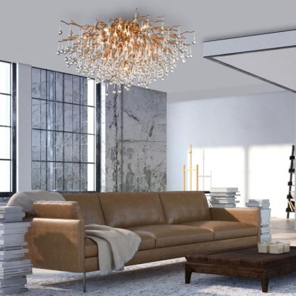 Paul Neuhaus 8092-11 - Lámpara de techo ICICLE 14xG9/40W/230V diá. 100 cm latón