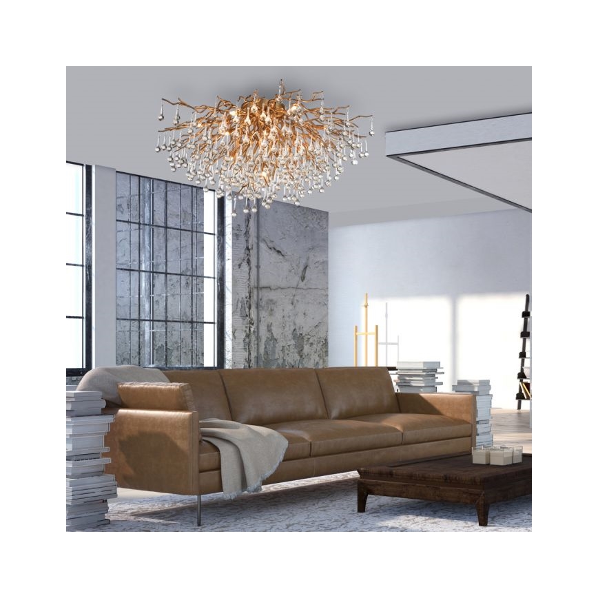 Paul Neuhaus 8092-11 - Lámpara de techo ICICLE 14xG9/40W/230V diá. 100 cm latón